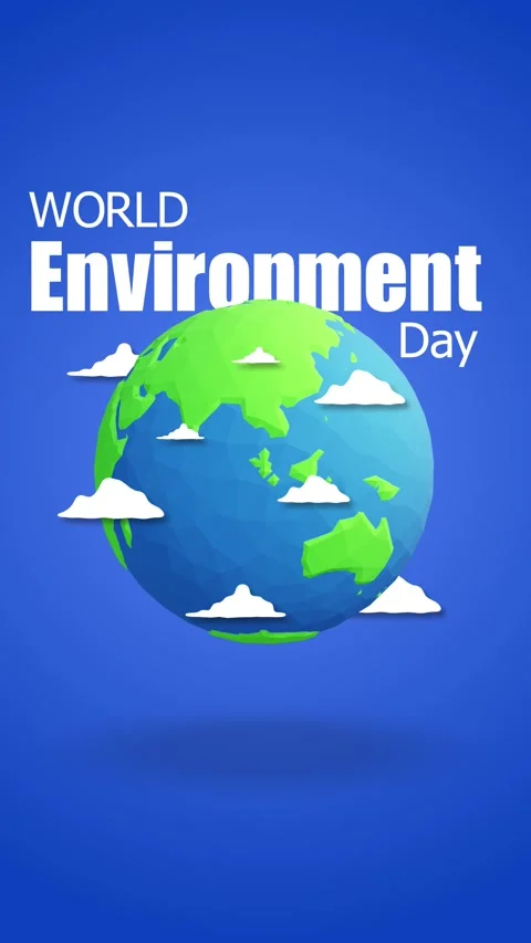 World Environment Day Paper Cut Earth Animation on Blue Background Portrait 库存影片 336953414