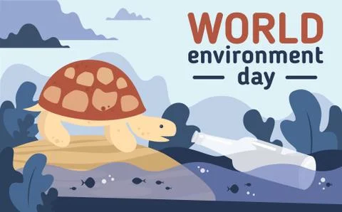 World environment day plastic pollution postcard Stock Illustration