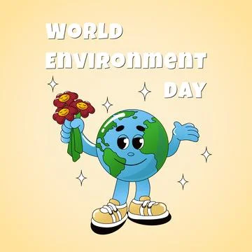 World Environment Day. Protecting the environment. Caring for nature. Earth Day Illustrazione stock