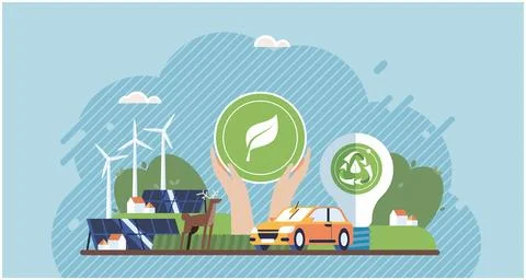 World Environment Day with taking care of Earth. Save the planet, save energy Stock Illustration