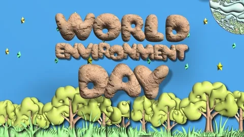 World Environment Day text greating card 3d animation background Stock Footage 301700514