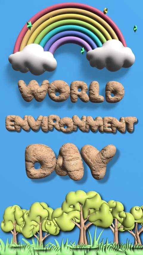 World Environment Day text greating card 3d animation background Vertical Stock Footage 306670808