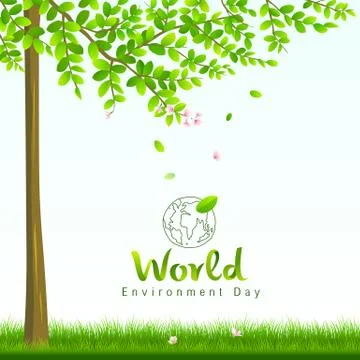 World environment day, tree and flower nature concept background Stock Illustration
