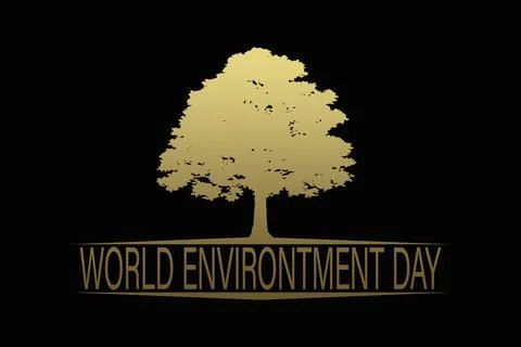 World Environment Day. Tree of life on a black background. Stock Illustration