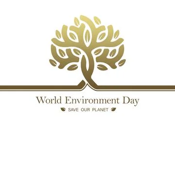 World Environment Day. Tree of life with text on a white background. Stock Illustration