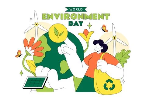 World Environment Day Vector Illustration Featuring Green Trees And Forest .. Stock Illustration