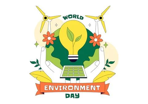 World Environment Day Vector Illustration Featuring Green Trees And Forest .. Stock Illustration