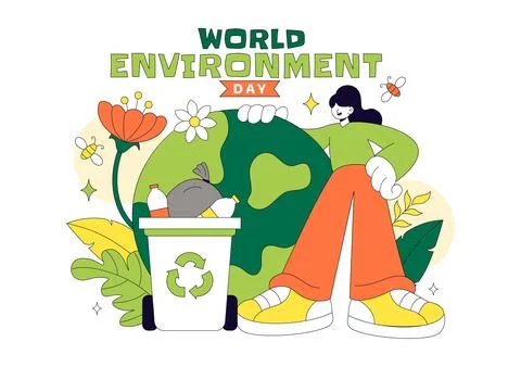 World Environment Day Vector Illustration Featuring Green Trees And Forest .. Stock Illustration