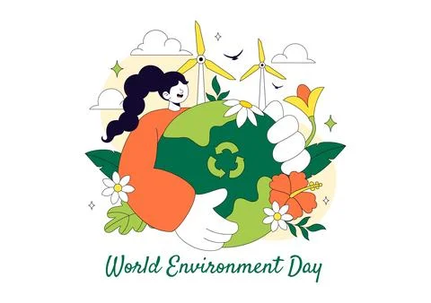 World Environment Day Vector Illustration Featuring Green Trees And Forest .. Stock Illustration