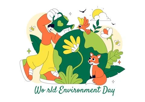 World Environment Day Vector Illustration Featuring Green Trees And Forest .. Stock Illustration