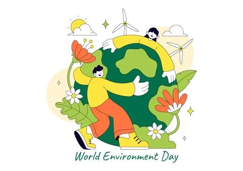 World Environment Day Vector Illustration Featuring Green Trees And Forest .. Stock Illustration