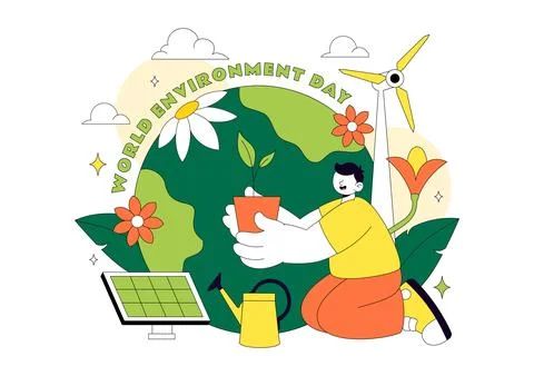 World Environment Day Vector Illustration Featuring Green Trees And Forest .. Stock Illustration