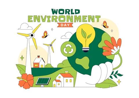 World Environment Day Vector Illustration Featuring Green Trees And Forest .. Stock Illustration