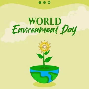 World environment day vector template background with green plant 库存插图