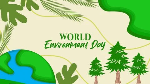 World environment day vector template background with green plant Stock Illustration