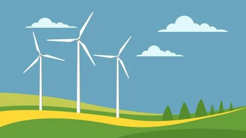 World environment day with windmill Illustration