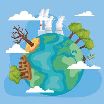 World with environmental issues Stock Illustration