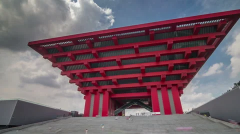 World expo china pavilion glasbau hahn 4k time lapse from shanghai city Stock Footage