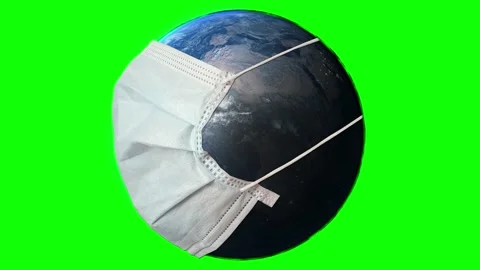 World with face mask SEAMLESS LOOP Corona virus COVID 19 Green Screen Chroma Key Stock-Footage 130418122