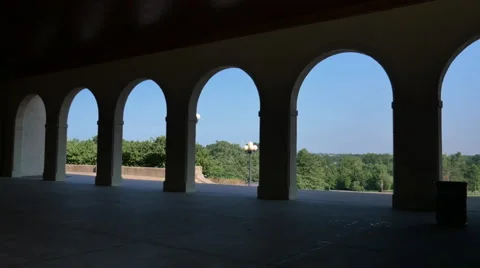 World Fair Pavilion Forest Park Cinematic Movement Through Arch Stock-Footage 65201775