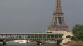 World Famous Eiffel Tower Bir-Hakeim Bridge Subway Metro Train Passing Busy HD Footage