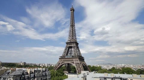 The world famous Eiffel Tower in natural light, Paris, France, Europe, T/Lapse Stock Footage 7721399