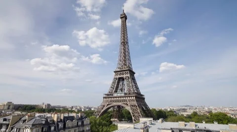 The world famous Eiffel Tower in natural light, Paris, France, Europe, T/Lapse Stock Footage 7727122