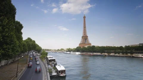 The world famous Eiffel Tower in natural light, Paris, France, Europe, T/Lapse Stock Footage 7727260
