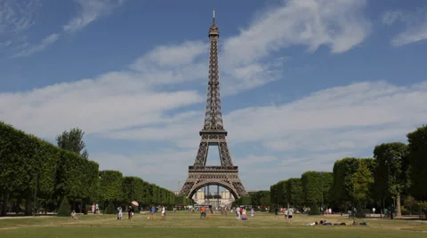 World Famous Eiffel Tower Paris Champ de Mars, Lovers Community, Family Holiday Stock Footage 31928751