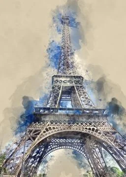 The world famous Eiffel Tower in Paris Illustrazione stock