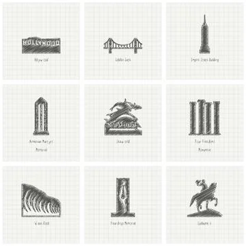 World famous landmarks design vector 스톡 일러스트
