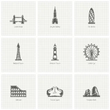 World famous landmarks design vector 스톡 일러스트