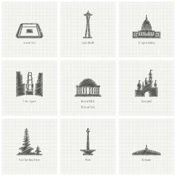 World famous landmarks design vector Stock Illustration