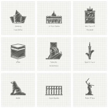 World famous landmarks design vector Stock Illustration