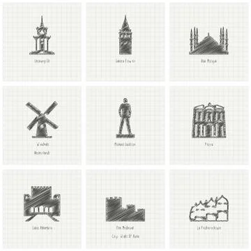World famous landmarks design vector Stock Illustration
