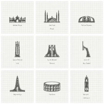 World famous landmarks design vector Stock Illustration