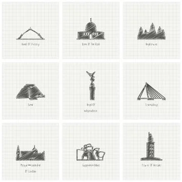 World famous landmarks design vector 스톡 일러스트