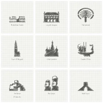 World famous landmarks design vector Stockillustratie