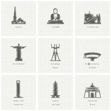 World famous landmarks design vector Stock Illustration