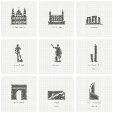 World famous landmarks design vector Stock Illustration