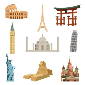 World famous landmarks Stock Illustration