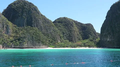 The world famous Maya Bay on Phi Phi Ley Island. The bay is famous Stock Footage 315879131