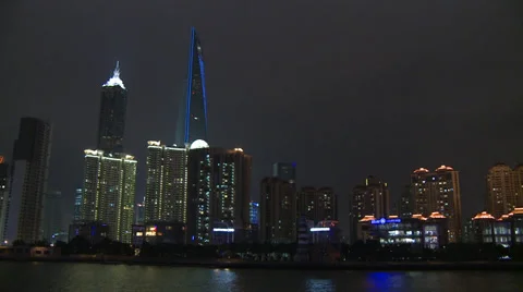 World Financial Centre, night Stock Footage 37888835