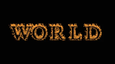 World fire text effect black background Stock Footage 136196840
