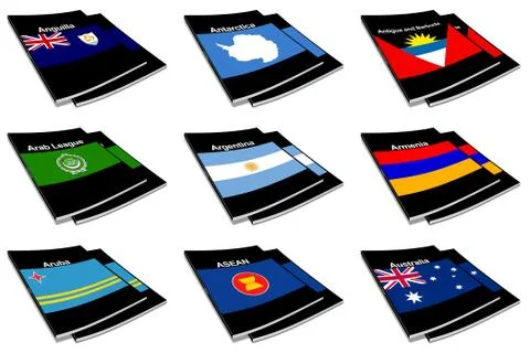 World flag book collection Stock Illustration