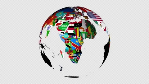 World Flag Globe Spinning. Seamless Looping 4K With Alpha Channel. 库存影片 213073744
