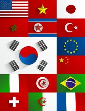 World Flags Collection Set Stock Illustration