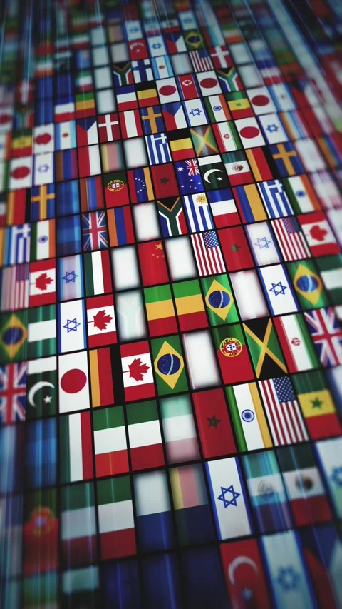 World Flags Countries Background Animation Vídeos de archivo 333633346