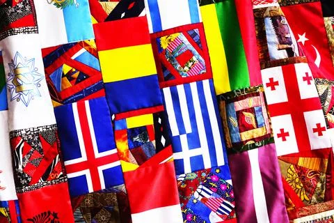 World flags, little flags of different countries. Stock Photos
