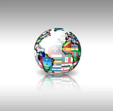World flags sphere Stock Illustration